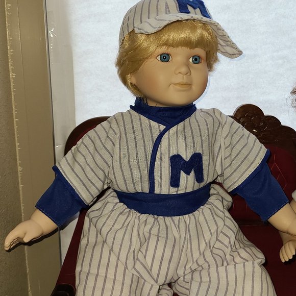 Porcelain Baby Doll Baseball Michael Hand-Painted by Special Moments Brand - Picture 3 of 11